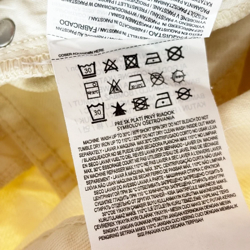 MNG Cream Denim Bermuda Shorts Women‎ Size 12 Wide Leg Culotte Jeans - Picture 9 of 10